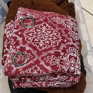 Red and White Patterned Curtains 4pcs